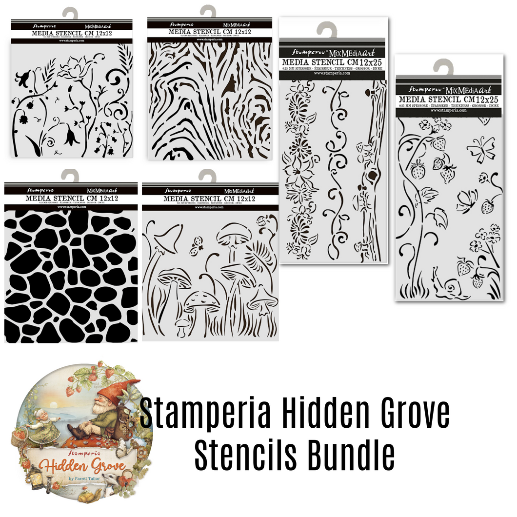 Stamperia - Hidden Grove - Stencil Bundle - (6 different design stencils)