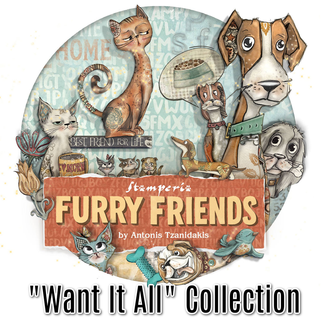 SAVE 15% Stamperia Furry Friends - Want It All collection (28 Items)