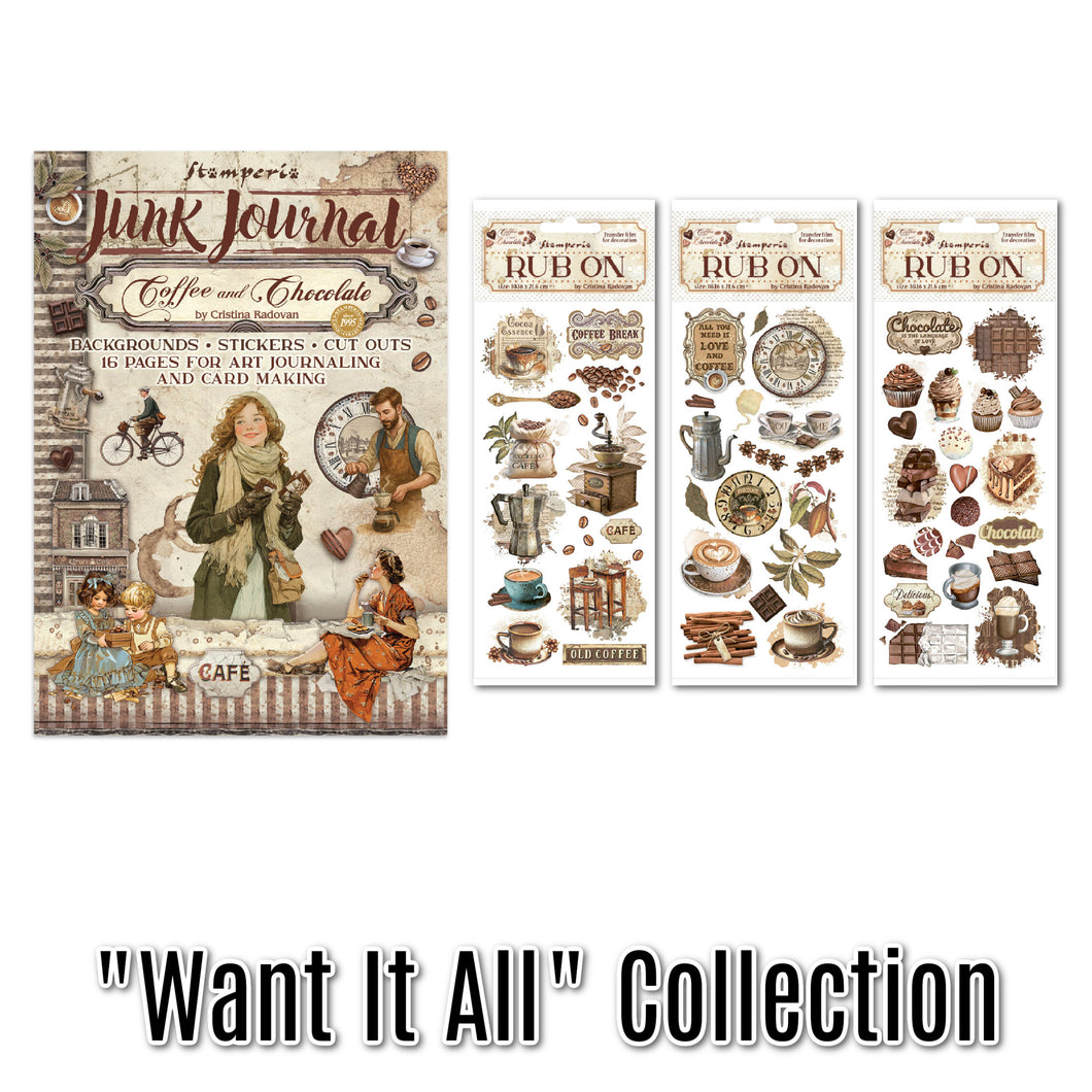 SAVE 15%- Stamperia Coffee & Chocolate - Want It All collection (4 Items)