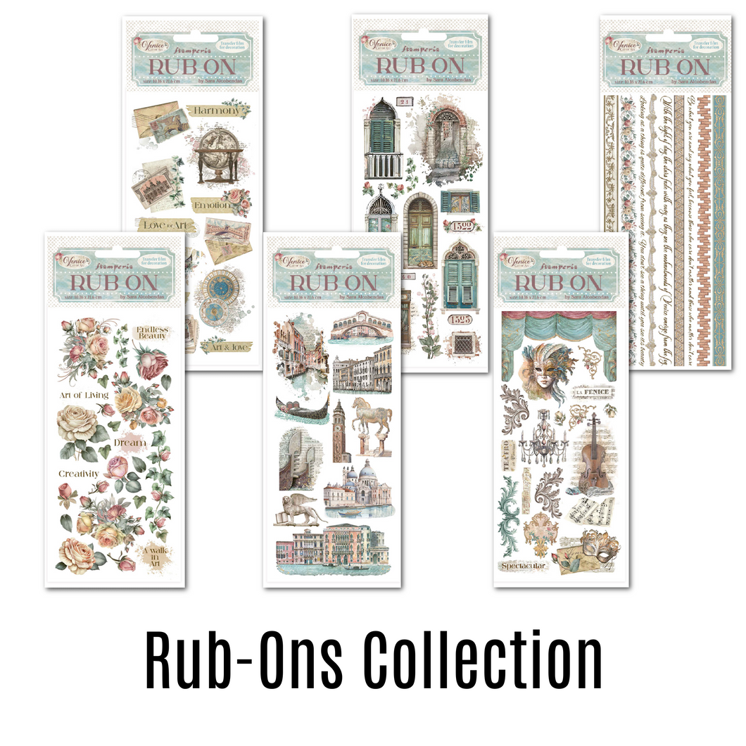 Stamperia Venice City of Art - Rub On  6 Pack Bundle - 10.16cm x 16.6cm SAVE 10%