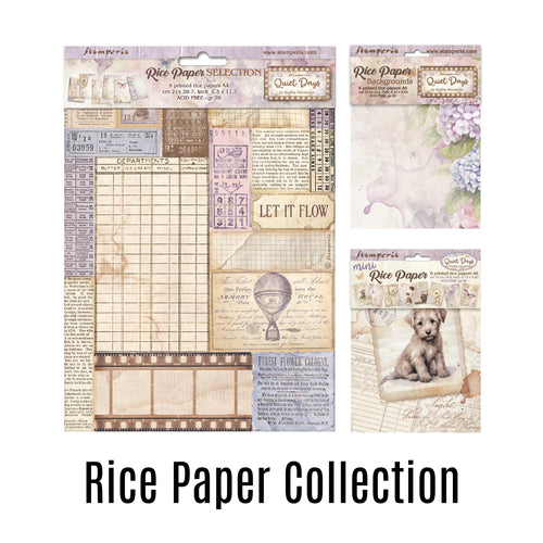 SAVE 10% Stamperia - Quiet Days Collection - Rice Paper Bundle (includes A4-6 Pack, & two A6-8 Packs)