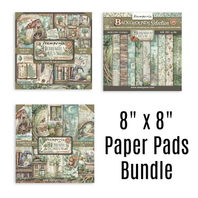 SAVE 10% Stamperia Herbarium Silvae Collection 8 x 8 Paper Pads BUNDLE - 3 Pads