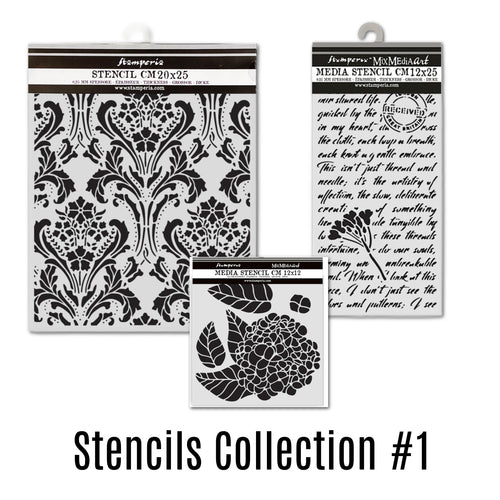 SAVE 10% Stamperia Quiet Days Collection - Mixed MediaArt Thick Stencil - Stencil Collection - set 1  (includes 3 Stencils)