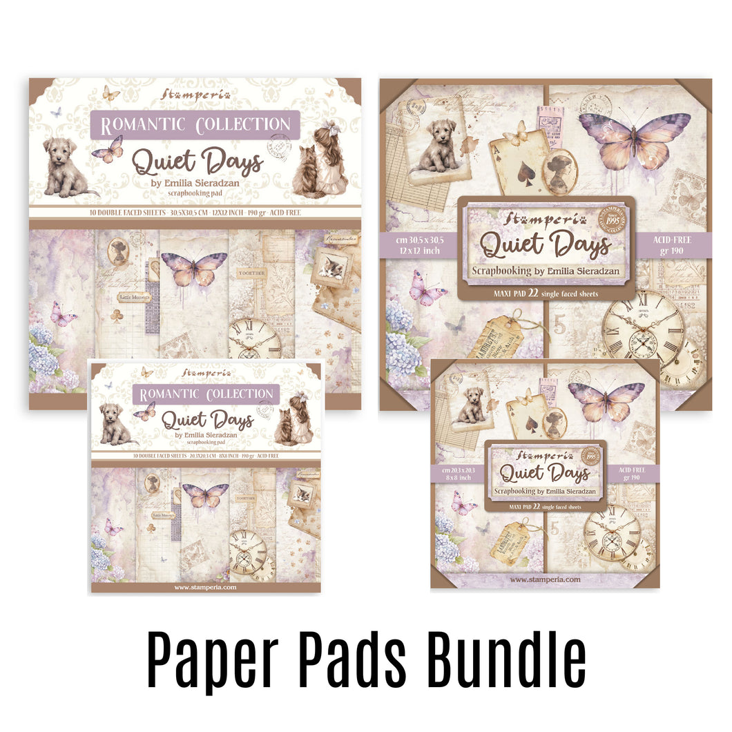 SAVE 10% Stamperia Quiet Days Collection Paper Pads BUNDLE - 4 Pads