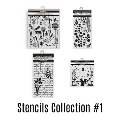 SAVE 10% Stamperia Herbarium Silvae Collection - Mixed MediaArt Thick Stencil - Stencil Collection - set 1  (includes 4 Stencils)