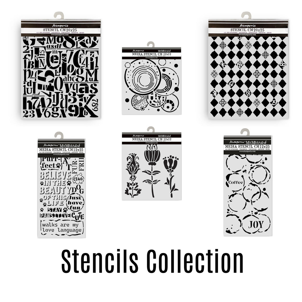 SAVE 10% Stamperia Furry Friends Collection - Mixed MediaArt Thick Stencil - Stencil Collection (includes 6 Stencils)