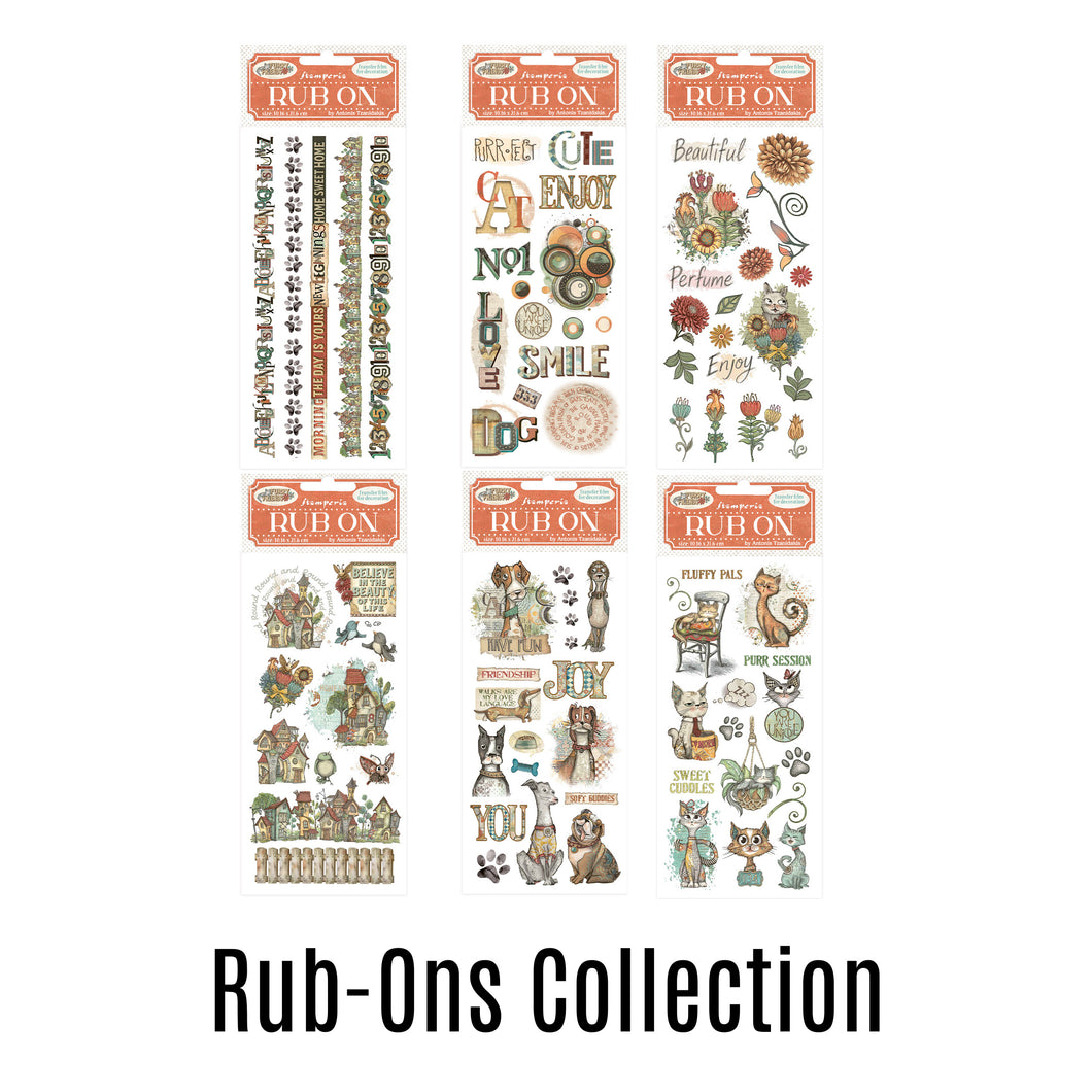 SAVE 10% Stamperia Furry Friends Collection - Rub On - 6 Pack Bundle - 10.16cm x 16.6cm