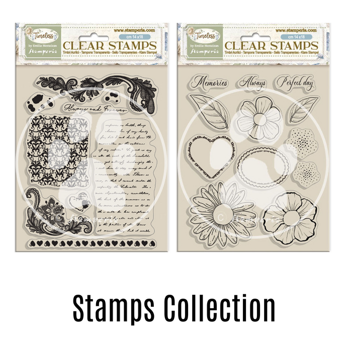 Stamperia Timeless Clear Stamp Set Bundle (2 x stamp sets) 14cm x 18cm SS217