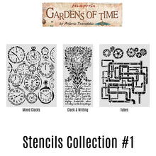 SAVE 10% Stamperia - Gardens of Time Collection - Mixed MediaArt Thick Stencil - Stencil Collection One - set 1  (includes 3 Stencils)