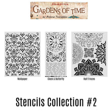 SAVE 10% Stamperia - Gardens of Time Collection - Mixed MediaArt Thick Stencil - Stencil Collection Two - set 2  (includes 3 Stencils)