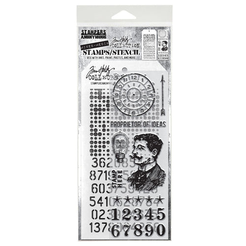 Stampers Anonymous Tim Holtz Collection - Mixed-Media Stamps & Stencil Set #18 - AGTHMM118