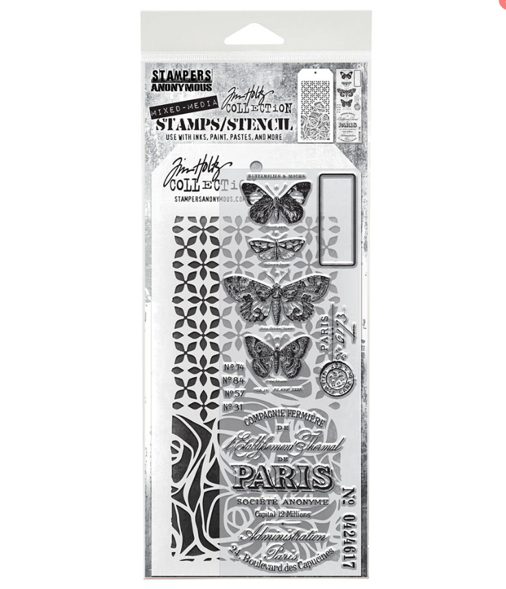 Stampers Anonymous Tim Holtz Collection - Mixed-Media Stamps & Stencil Set #20 - AGTHMM120
