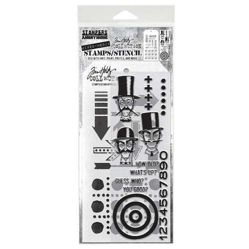 Stampers Anonymous Tim Holtz Collection - Mixed-Media Stamps & Stencil Set #39 - AGTHMM139