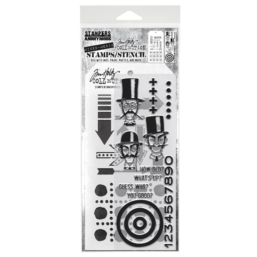 Stampers Anonymous Tim Holtz Collection - Mixed-Media Stamps & Stencil Set #39 - AGTHMM139