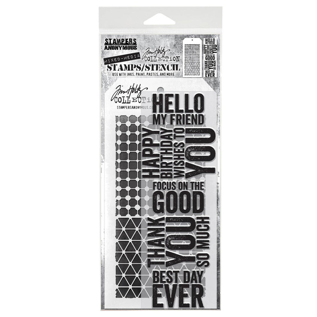 Stampers Anonymous Tim Holtz Collection - Mixed-Media Stamps & Stencil Set #40 - AGTHMM140