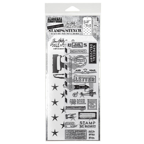Stampers Anonymous Tim Holtz Collection - Mixed-Media Stamps & Stencil Set #41 - AGTHMM141