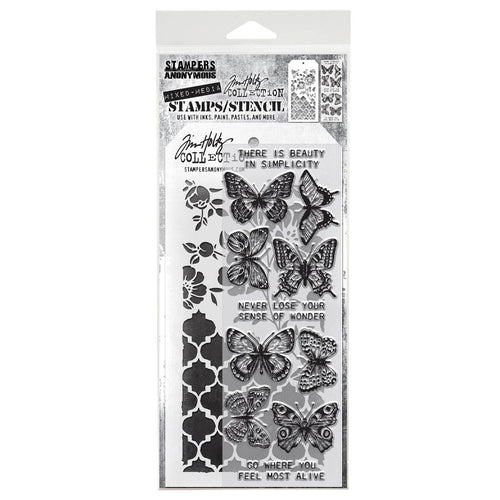 Stampers Anonymous Tim Holtz Collection - Mixed-Media Stamps & Stencil Set #44 - AGTHMM144