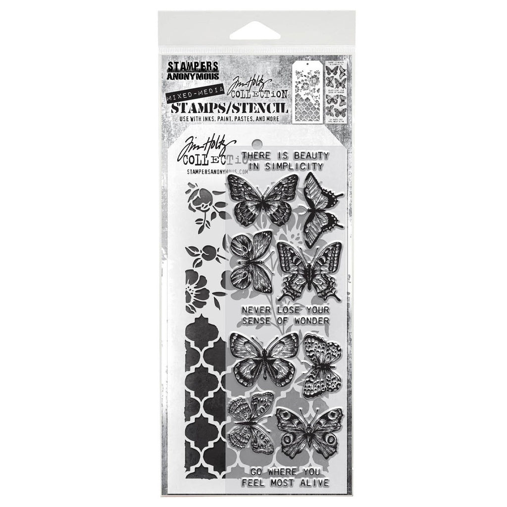 Stampers Anonymous Tim Holtz Collection - Mixed-Media Stamps & Stencil Set #44 - AGTHMM144