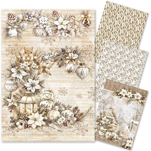 Ciao Bella - Winter Season - Rice Paper A4 MIXED 4 PACK CBRA004