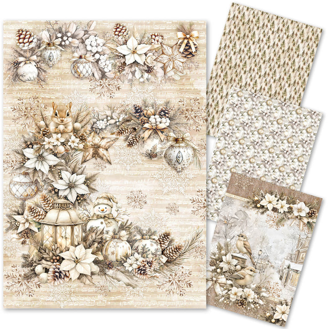 Ciao Bella - Winter Season - Rice Paper A4 MIXED 4 PACK CBRA004