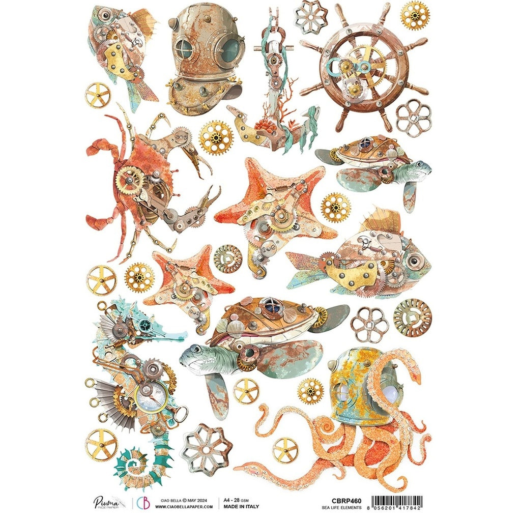 Ciao Bella - Coral Reef - Sea Life Elements - Piuma Rice Paper A4 - CBRP460