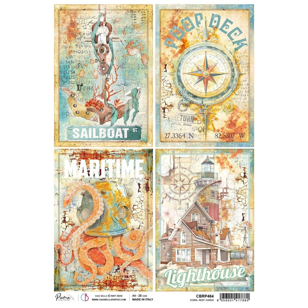 Ciao Bella - Coral Reef - Coral Reef Cards - Piuma Rice Paper A4 - CBRP464