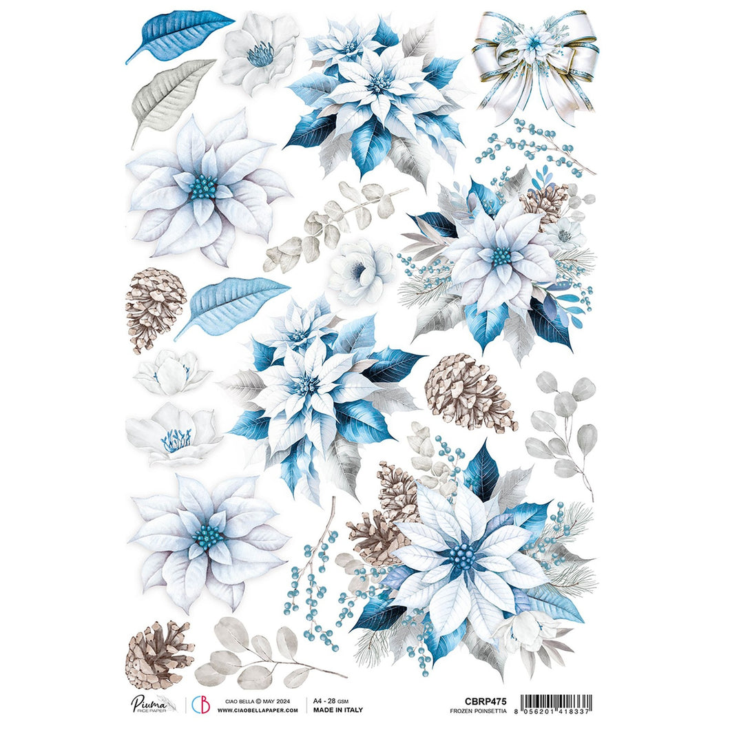 Ciao Bella - Frozen Poinsettia - Piuma Rice Paper A4 - SPCBRP475