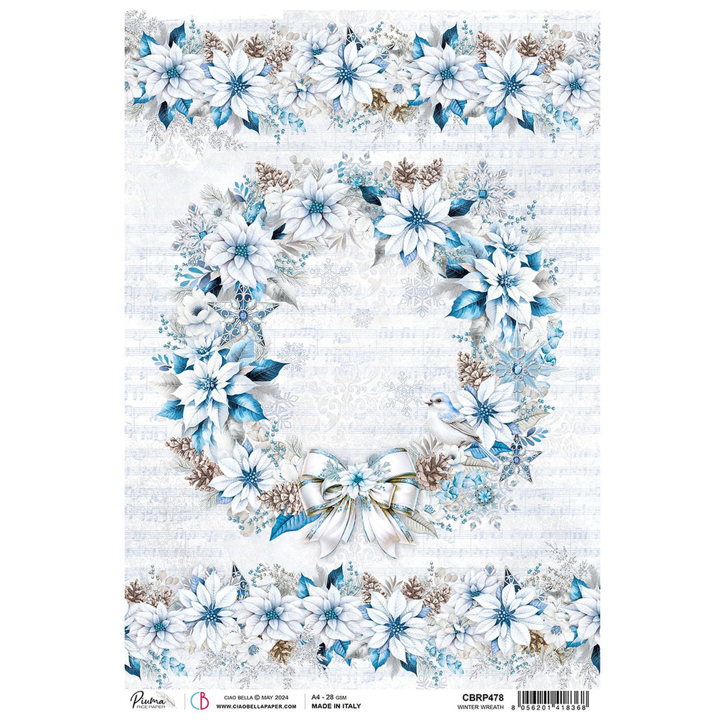 Ciao Bella - Winter Wreath - Piuma Rice Paper A4 - SPCBRP478