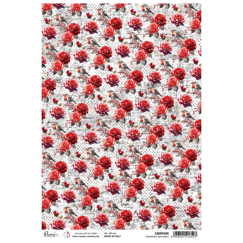 Ciao Bella - Passionate Red Roses - Piuma Rice Paper A4 - SPCBRP495