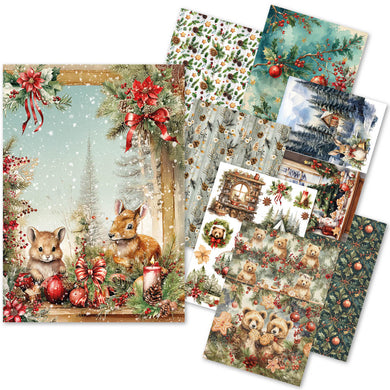 Ciao Bella - Hot Cocoa & Holly - Rice Paper A5 MIXED 8 PACK CBRS021