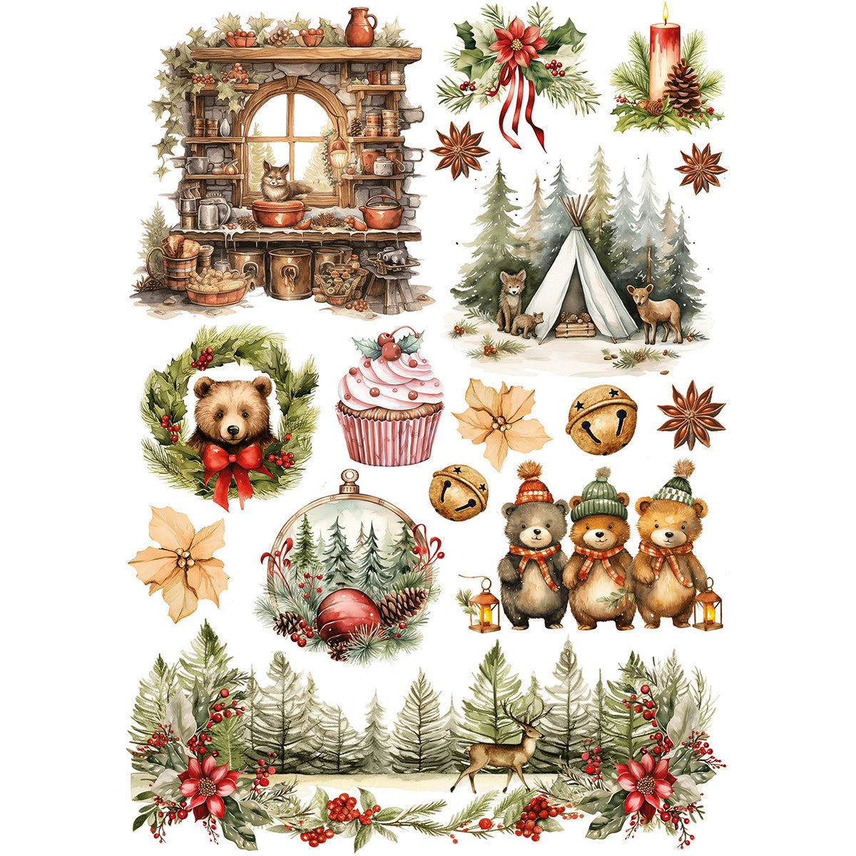 Papel De Arroz Ciao Bella A4 Awesome Christmas - 190g/m2, Diseños Navideños, Para Manualidades