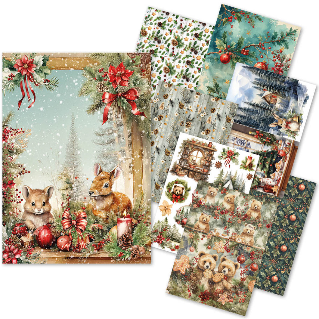 Ciao Bella - Hot Cocoa & Holly - Rice Paper A5 MIXED 8 PACK CBRS021
