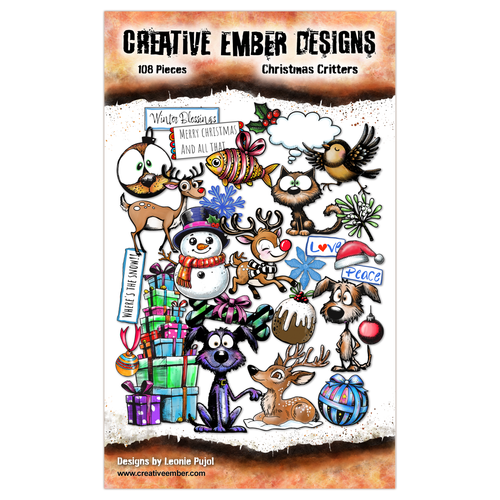Creative Ember Designs - Christmas Critters - Ephemera - 108 Die Cut Pieces