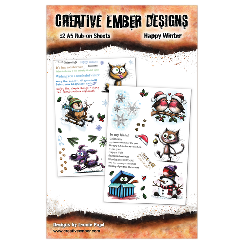 Creative Ember Designs - Happy Winter - Rub-on Set - 2 x A5 Sheets