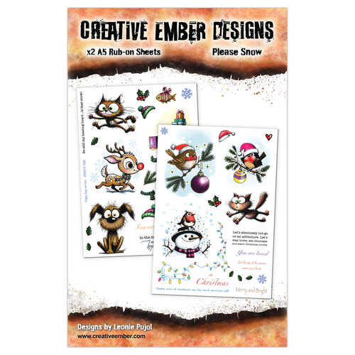 Creative Ember Designs - Please Snow - Rub-On Transfer Set - 2 x A5 Sheets