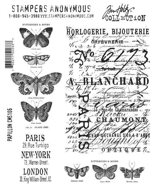 Tim Holtz Cling Stamp Collection - Papillon CMS106
