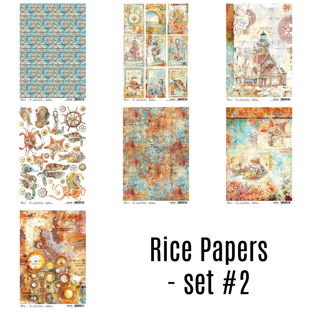 Ciao Bella - Coral Reef - Set 2 - Piuma Rice Paper A4 - (Pack of 7)