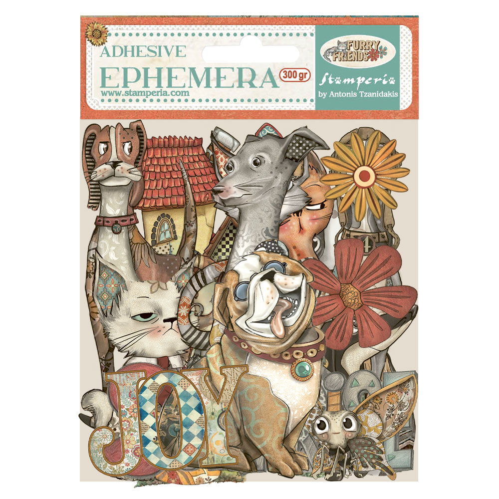 Stamperia - Furry Friends Collection - Ephemera with Adhesive Backs