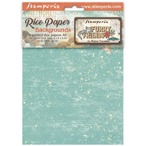 Stamperia - Furry Friends Collection - A6 Rice Paper Pack of 8