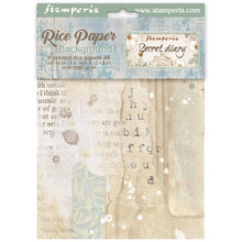 SAVE 10% Stamperia - Secret Diary Collection - Rice Paper Bundle (includes 2 Sheets of A4, & A6 Pack of 8)