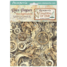 Stamperia - Gardens of Time Collection - Backgrounds - A6 Rice Paper Pack of 8