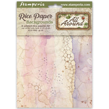 Stamperia - All Around Collection - Backgrounds - A6 Rice Paper Pack of 8