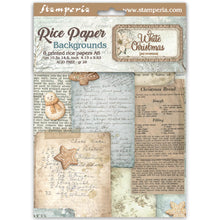 Stamperia - White Christmas - Backgrounds A6 Rice Paper – Pack of 8