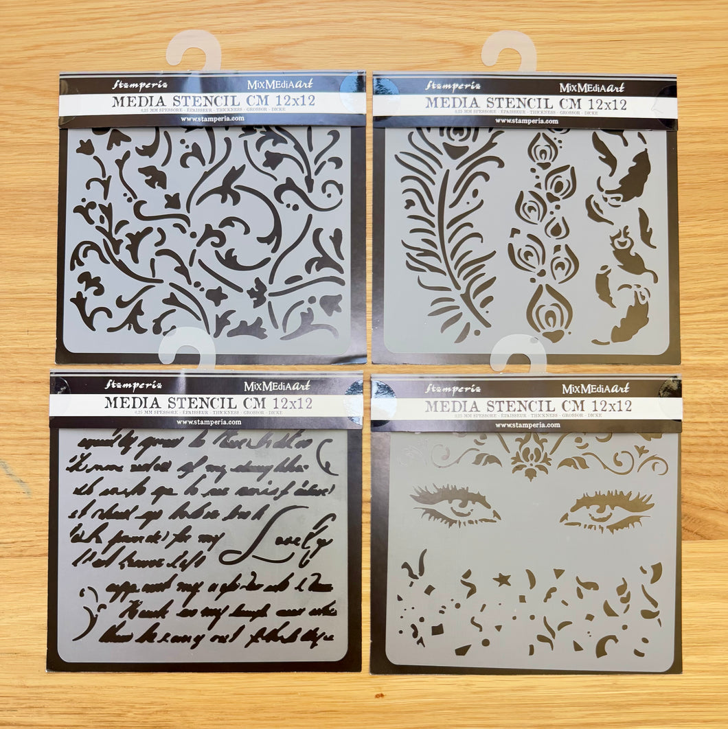 Stamperia - Masquerade Collection - Stencil Bundle - (4 different design stencils)