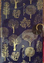 Lamali Kham Travel Notebook - Gold & Blue Trees Pattern - approx. 13.5x19cm LLK321K