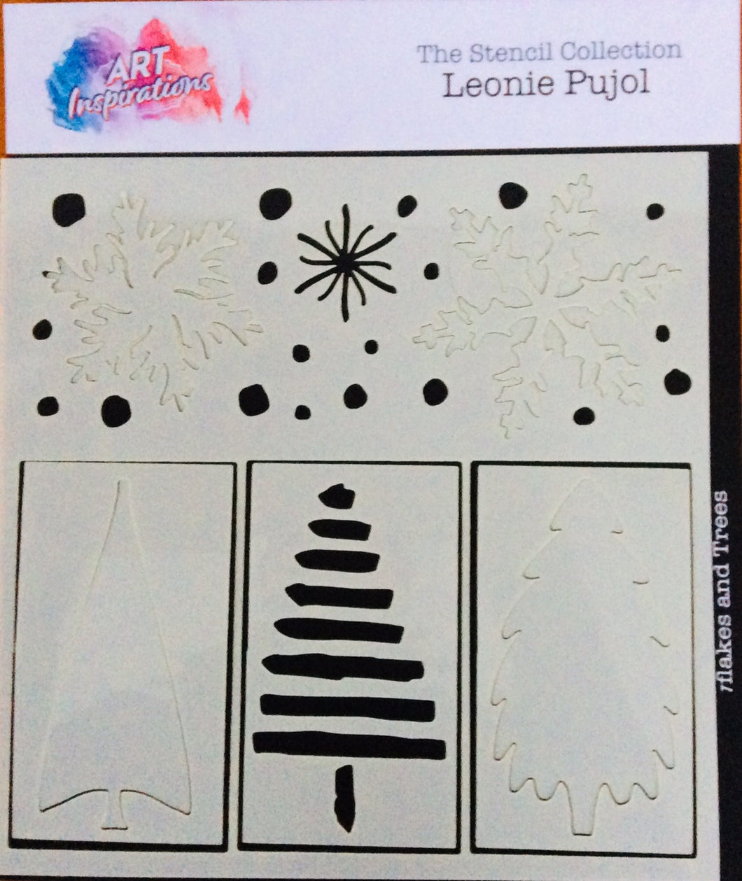 Art Inspirations Stencils designed by Leonie - Snowflakes and Trees 8”x 8”