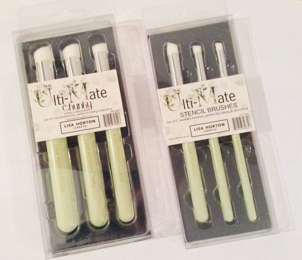 Lisa Horton's Ulti-Mate Collection - Chunky & Standard Chiselled Stencil Brushes multi-buy each in sets of 3