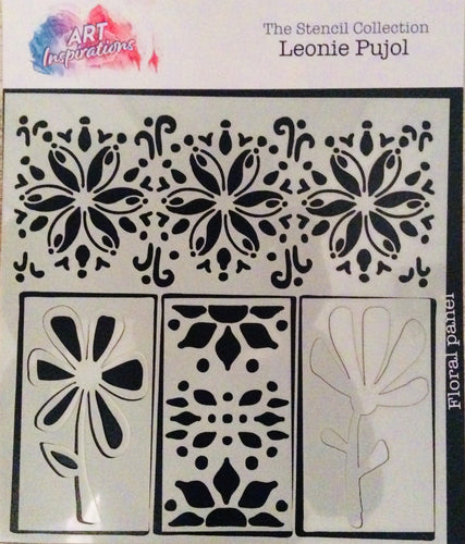 Art Inspirations panel Stencils designed by Leonie - Floral Panel 8”x 8”