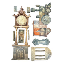 Stamperia - Gardens of Time Collection - Silicone Mould - A5 - Train and Longcase Clock