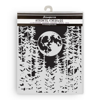 Stamperia Herbarium Silvae Collection - Mixed MediaArt Thick Stencil - Moon in the Forest - 20cm x 25cm